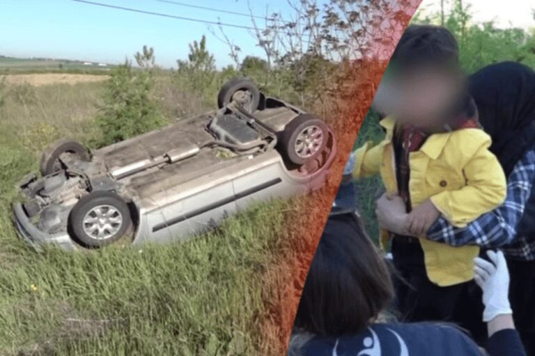 Araba Takla Attı: 4 Yaşındaki Çocuk Burnu Bile Kanamadan Kurtuldu