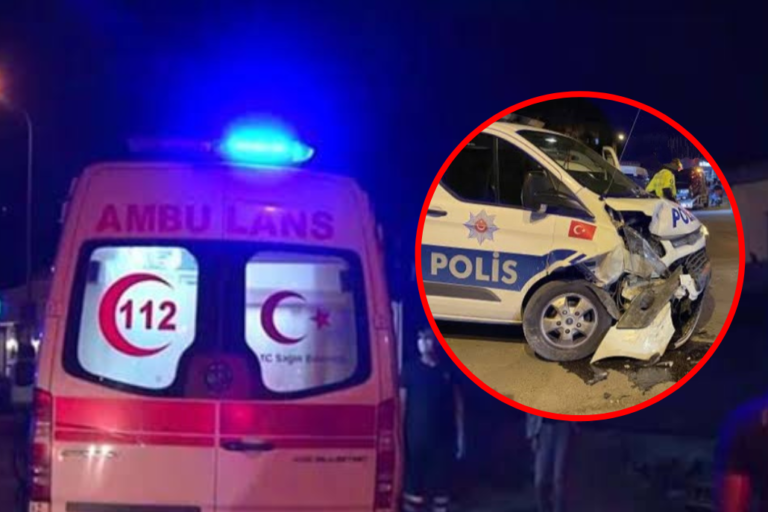 Polis Aracına Çarpan Alkollü Sürücü Yaralandı
