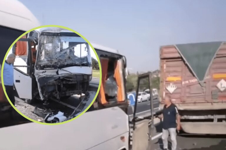 İşçi Servisi Önce Bariyere Sonra Kamyona Çarptı: 14 Yaralı