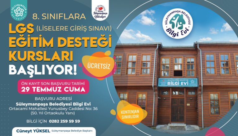 Bilgi Evi LGS Kursları için son başvuru tarihi 29 Temmuz