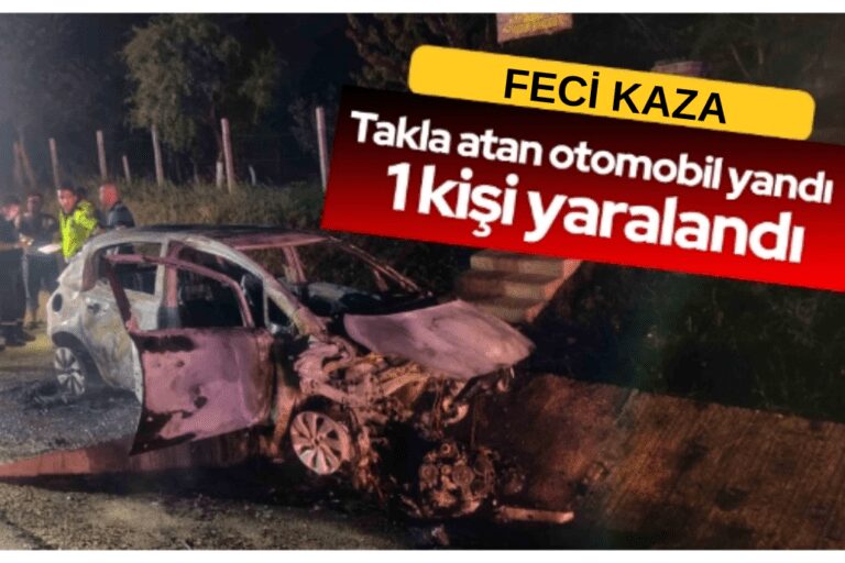 Takla Atan Otomobil Cayır Cayır Yandı!