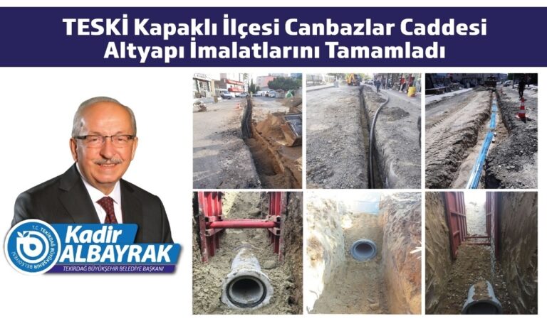 TESKİ KAPAKLI İLÇESİ CANBAZLAR CADDESİ ALTYAPI İMALATLARINI TAMAMLADI