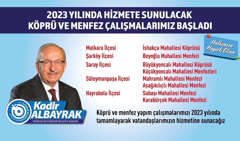 2023 YILINDA HİZMETE SUNULACAK KÖPRÜ VE MENFEZ ÇALIŞMALARI BAŞLADI 2023 YILINDA HİZMETE SUNULACAK KÖPRÜ VE MENFEZ ÇALIŞMALARI BAŞLADI