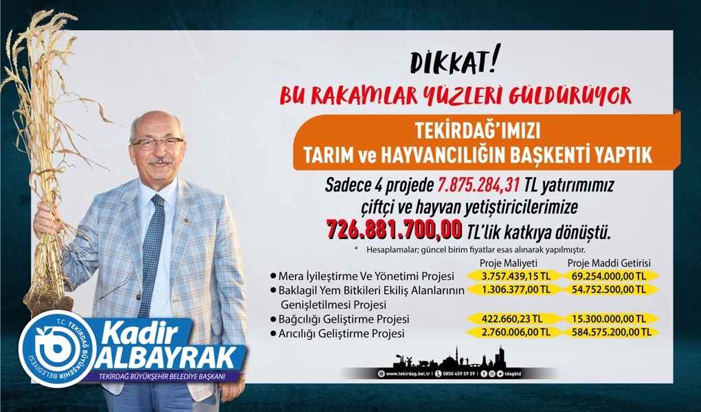 BÜYÜKŞEHİR BELEDİYESİ TEKİRDAĞ’I TARIM VE HAYVANCILIĞIN BAŞKENTİ YAPTI BÜYÜKŞEHİR BELEDİYESİ TEKİRDAĞ’I TARIM VE HAYVANCILIĞIN BAŞKENTİ YAPTI