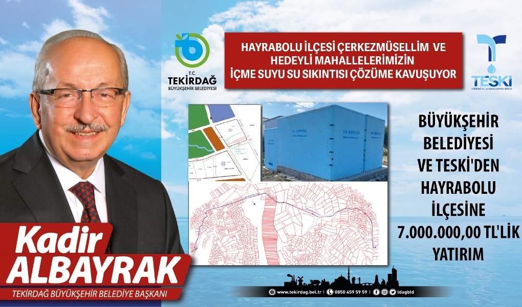 HAYRABOLU İLÇESİ ÇERKEZMÜSELLİM VE HEDEYLİ MAHALLELERİ İÇME SUYU SIKINTISI ÇÖZÜME KAVUŞUYOR HAYRABOLU İLÇESİ ÇERKEZMÜSELLİM VE HEDEYLİ MAHALLELERİ İÇME SUYU SIKINTISI ÇÖZÜME KAVUŞUYOR