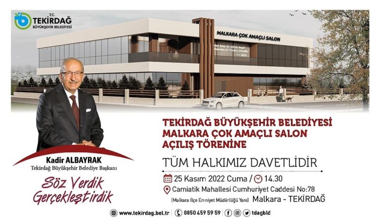 MALKARA ÇOK AMAÇLI SALON, 25 KASIM 2022 CUMA GÜNÜ AÇILIYOR