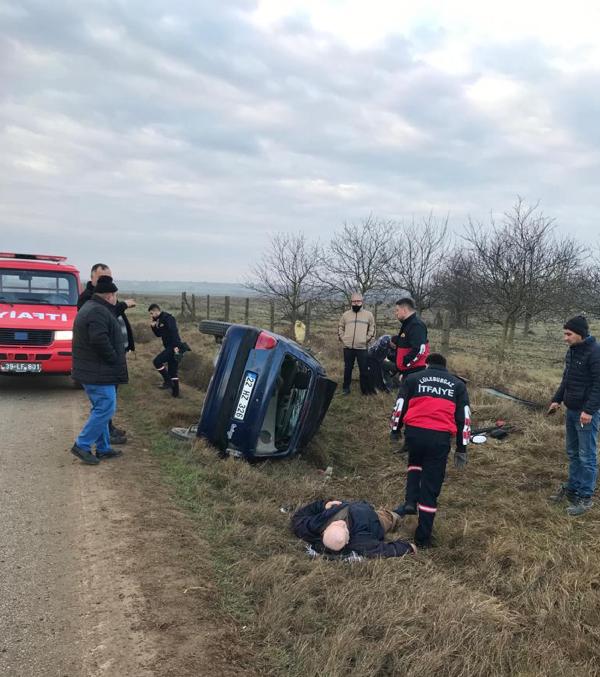 Lüleburgaz’da şarampole devrilen otomobilde 3 kişi yaralandı