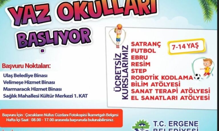 Ergene Belediyesinin Yaz Okulu Kurs Kayıtları Başladı