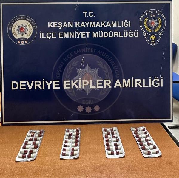 Keşan’da 55 sentetik ecza ele geçirildi