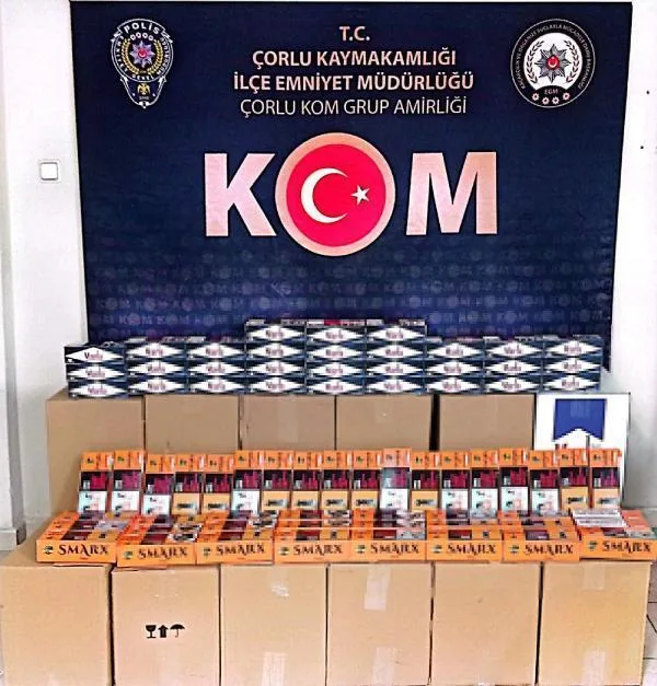 Çerkezköy’de 200 bin makaron ele geçirildi