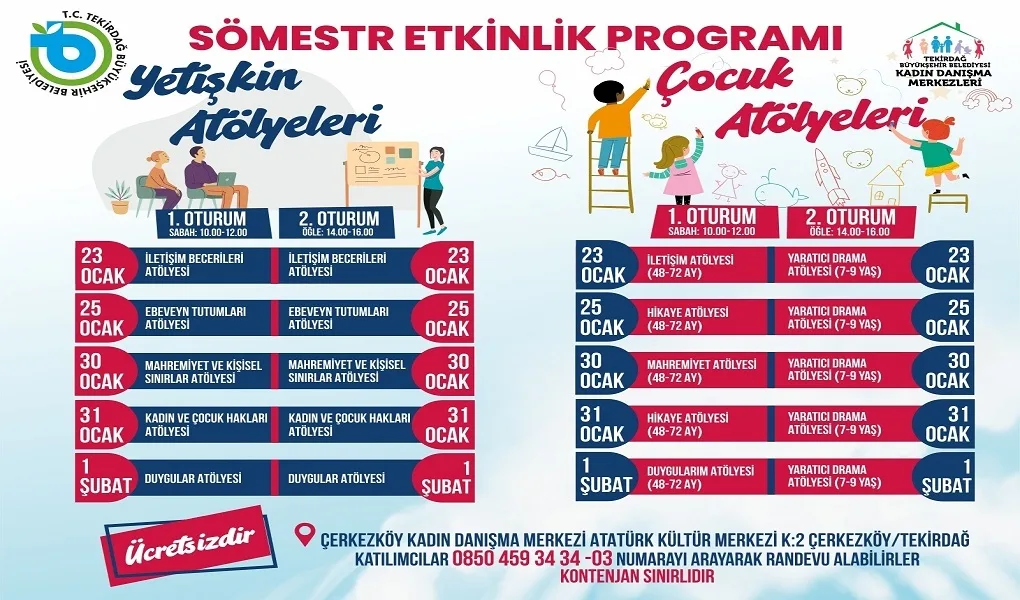Büyükşehirden, Yetişkinler ve Çocuklar İçin ‘Sömestr Etkinlikleri Programı’ Büyükşehirden, Yetişkinler ve Çocuklar İçin ‘Sömestr Etkinlikleri Programı’