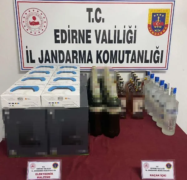 Edirne’de kaçak 10 oyun konsolu ve 28 şişe içki ele geçirildi