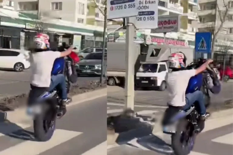 Motosikletli Gencin Tehlikeli Sürüşü Kamerada