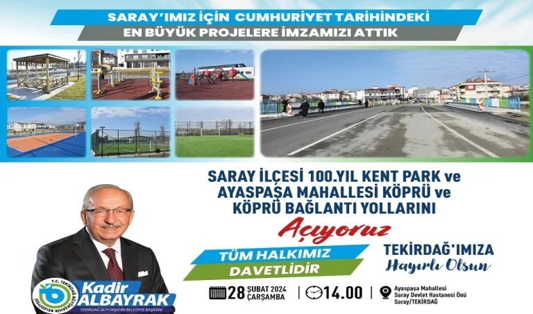 BÜYÜKŞEHİR’DEN SARAY’A MODERN KENT PARK-SOSYAL TESİS VE KÖPRÜ