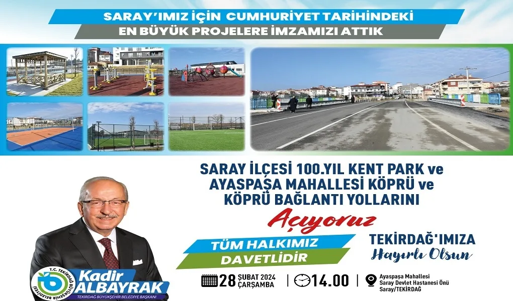 BÜYÜKŞEHİR’DEN SARAY’A MODERN KENT PARK-SOSYAL TESİS VE KÖPRÜ BÜYÜKŞEHİR’DEN SARAY’A MODERN KENT PARK-SOSYAL TESİS VE KÖPRÜ