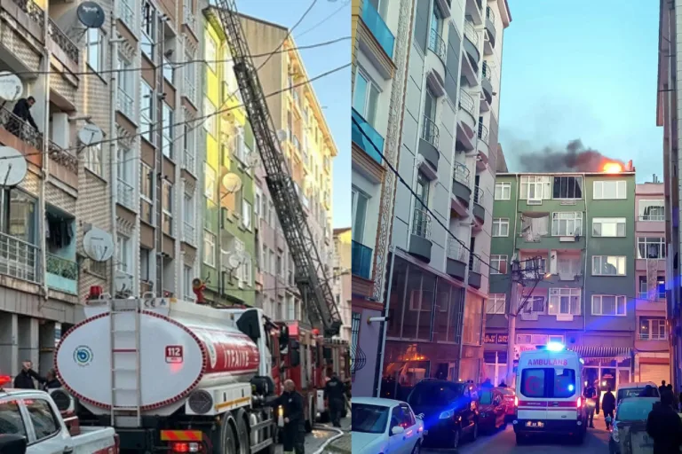 5 Katlı Binanın Çatısı Alev Alev Yandı