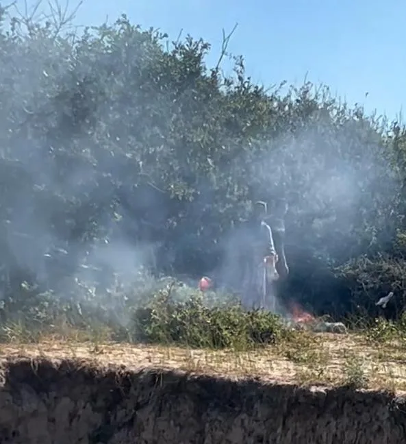 Saros’ta ormanda ateş yakanlara tepki kamerada