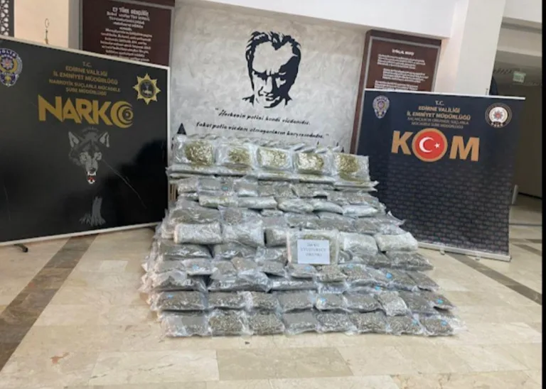 Hamzabeyli Sınır Kapısı’ndan giriş yapan TIR’da 266 kilo skunk ele geçirildi