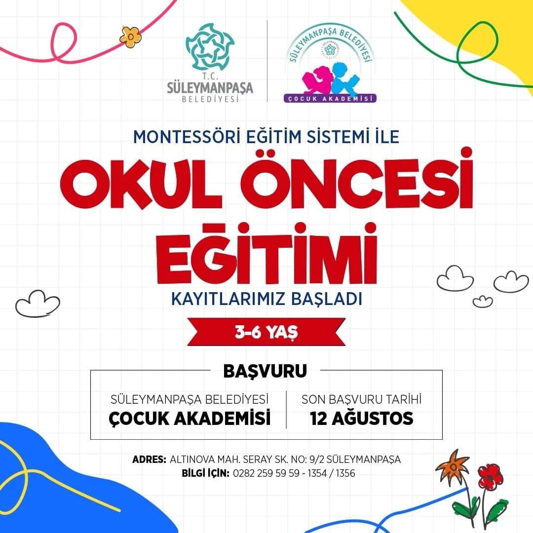 Süleymanpaşa Belediyesi Çocuk Akademisi Kayıtları Başladı Süleymanpaşa Belediyesi Çocuk Akademisi Kayıtları Başladı