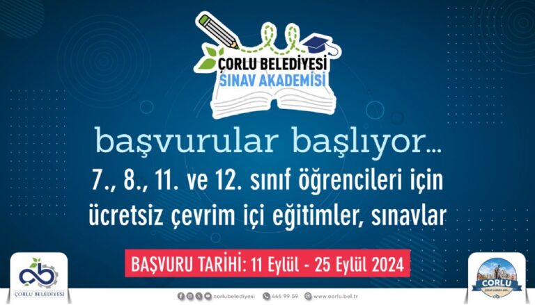 Çorlu Belediyesi Sınav Akademisi Başvuruları Başladı
