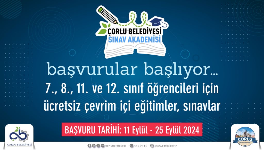 Çorlu Belediyesi Sınav Akademisi Başvuruları Başladı Çorlu Belediyesi Sınav Akademisi Başvuruları Başladı