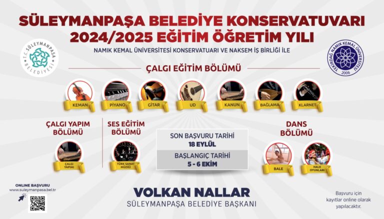 Süleymanpaşa Belediye Konservatuvarı kayıtları başladı