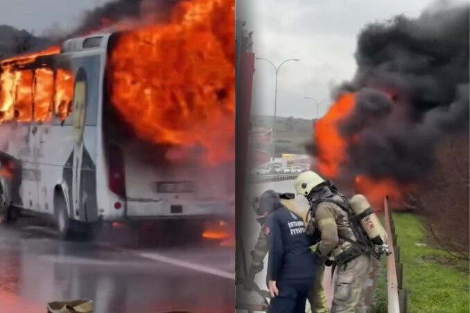 Çerkezköy Belediyesi’nin Otobüsü Alev Topuna Döndü
