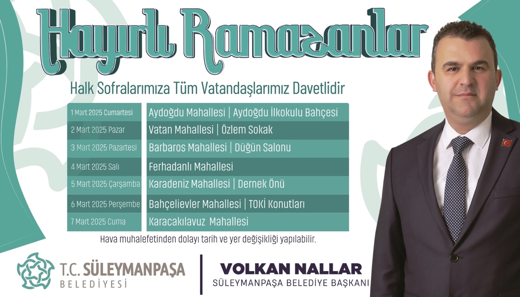 Süleymanpaşa Belediyesi Geleneksel Mahalle İftarları Başlıyor Süleymanpaşa Belediyesi Geleneksel Mahalle İftarları Başlıyor