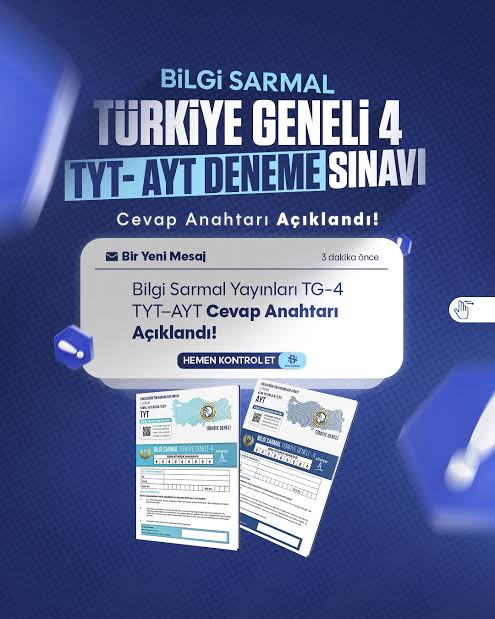 Bilgi Sarmal Türkiye Geneli Deneme 4 ile Gerçek Sınav Provası!