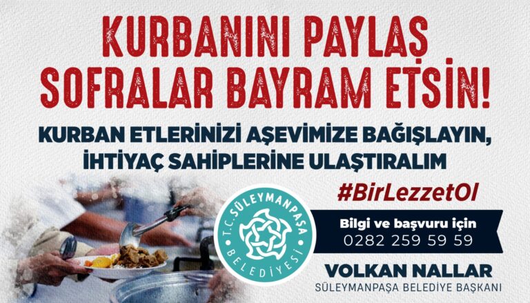 Süleymanpaşa Belediyesi Aşevi Kurban Bağışlarını Bekliyor