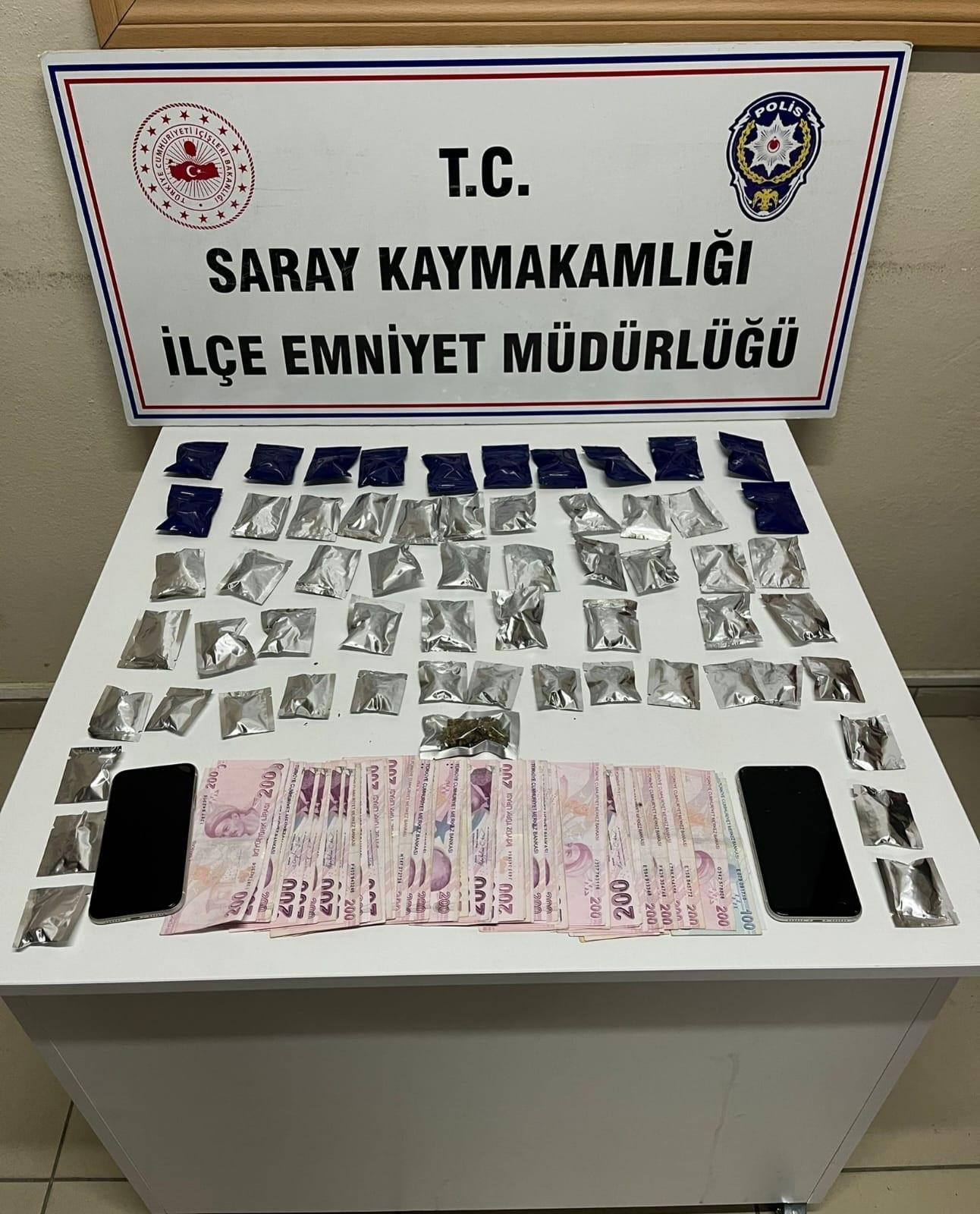 Saray’da uyuşturucu operasyonu; 2 tutuklama Saray’da uyuşturucu operasyonu; 2 tutuklama