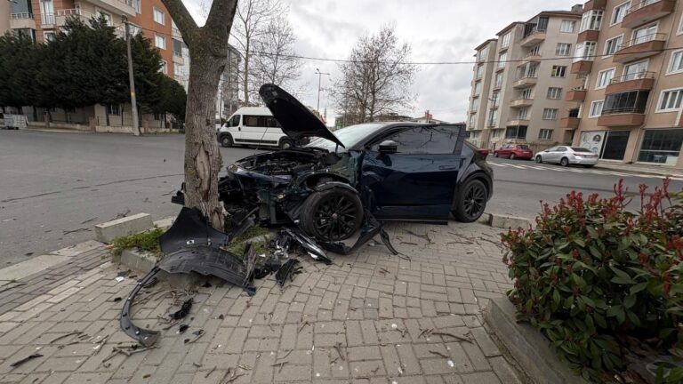 Kontrolden Çıkan Otomobil, Ağaca Çarptı
