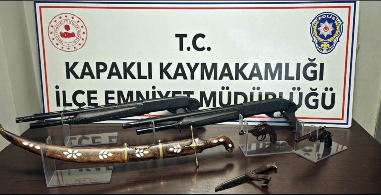Evinde tarihi kılıç, kama ve tabanca bulunan şüpheli gözaltına alındı