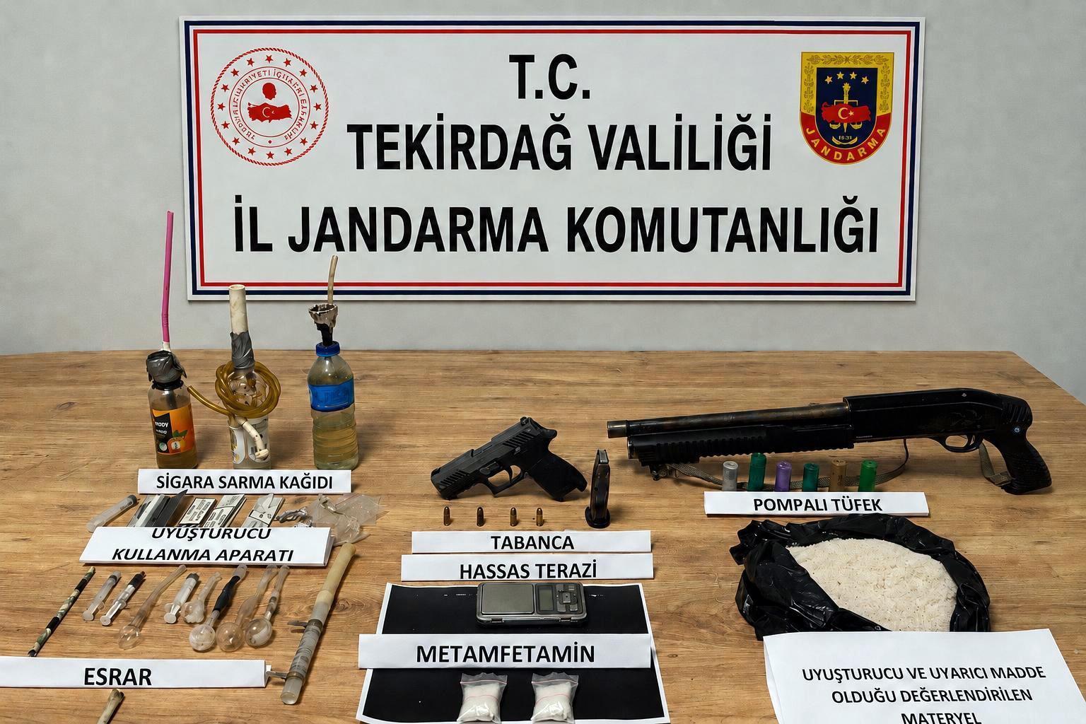 Tekirdağ’da çok sayıda uyuşturucu ve silah ele geçirildi; 3 gözaltı Tekirdağ’da çok sayıda uyuşturucu ve silah ele geçirildi; 3 gözaltı