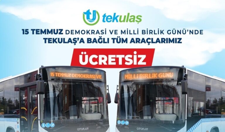 Tekirdağ’da 15 Temmuz’da ulaşım ücretsiz