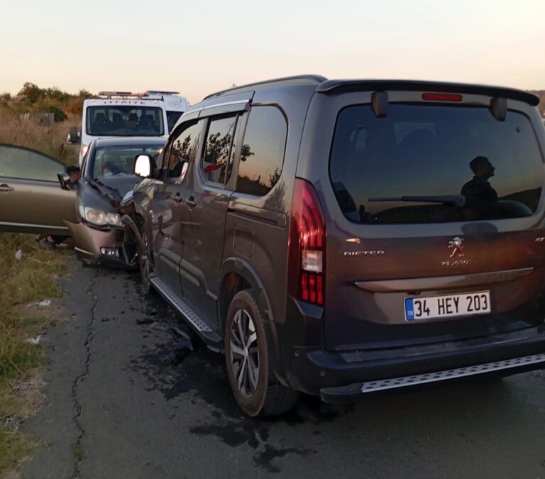 Edirne’de otomobil ile hafif ticari araç kafa kafaya çarpıştı: 2 yaralı