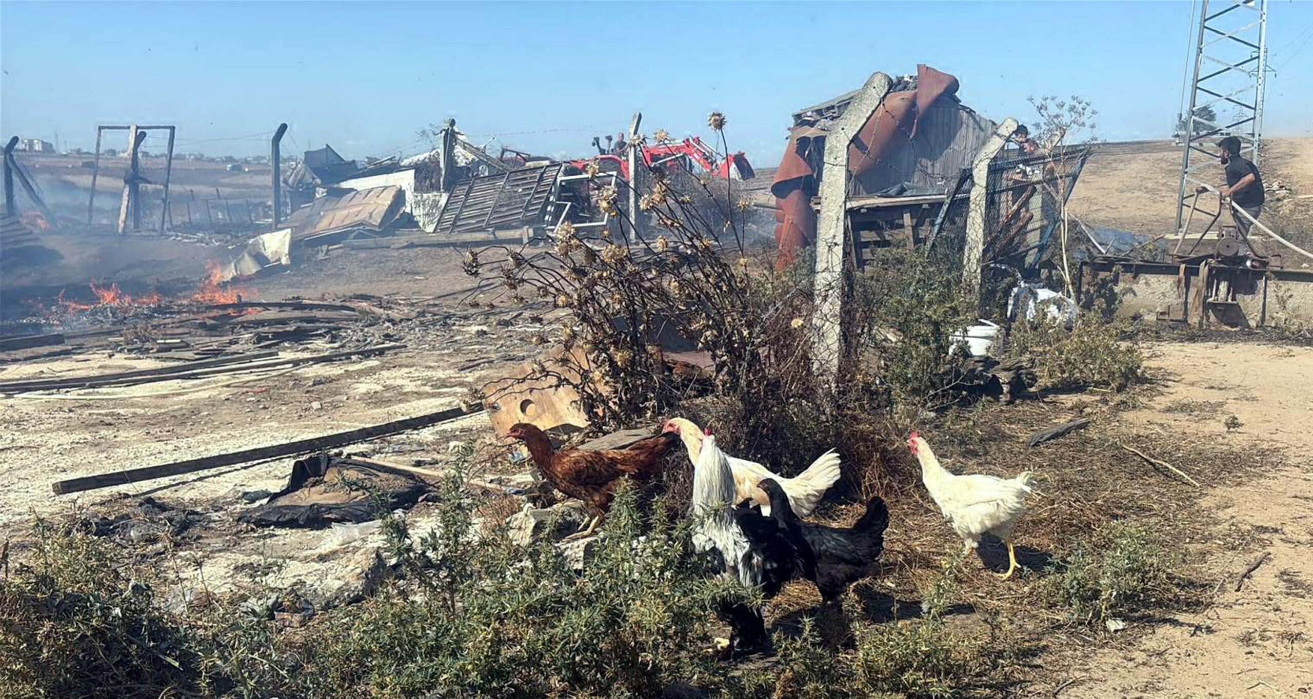 Anız Yangını; 4 Çiftlik Evi Yandı Anız Yangını; 4 Çiftlik Evi Yandı